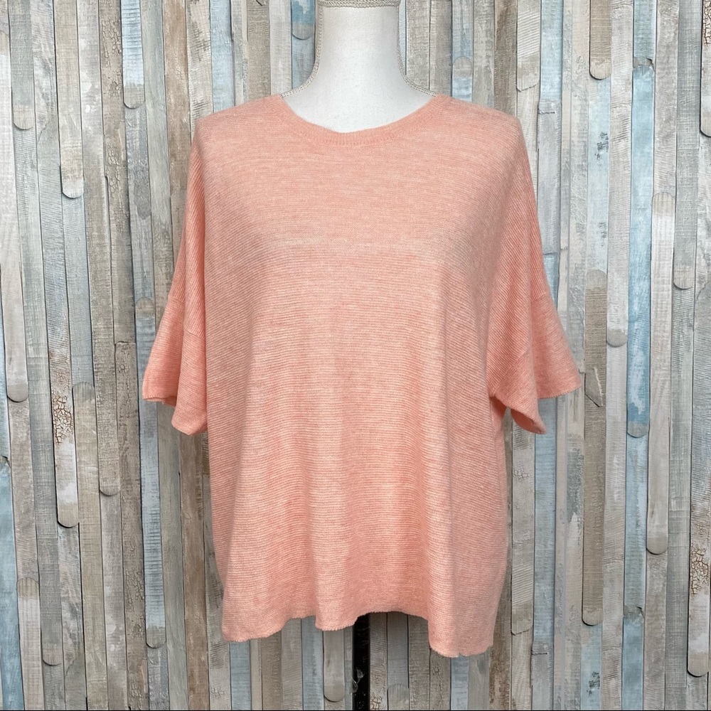 Eileen Fisher Peach Crew Neck Lightweight Sweater